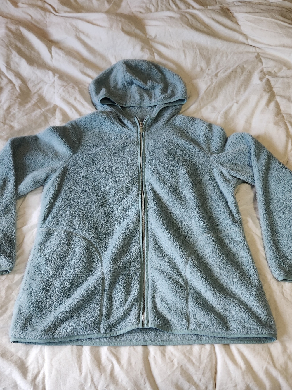 Christopher & Banks Pale Blue Hooded Fleece Puffer Jacket